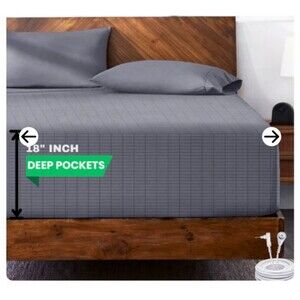 NEW LiveGrounded Premium Fitted Earthing Bed Sheet Queen Organic Cotton & Silver